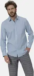 Langarmhemd Hemd LUCINELLO , Herren, Gr. XL, blau (hellblau), Obermaterial: 100% Baumwolle CO., Langarm, Hemden, mit praktischer Brusttasche
