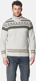 Rollkragenpullover Pullover CAPRITELLI , Herren, Gr. L, wei (wollwei gemustert), Obermaterial: 50% Lama WL. 50% Polyamid ECONYL PA ECONYL., gemustert, casual, normal, ohne Ausschnitt, Langarm, Pullover