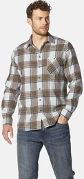 Flanellhemd Hemd SALTINORA , Herren, Gr. XXL, weit, braun (braun kariert), Obermaterial: 100% Baumwolle CO., Langarm, Hemden, mit stilvollen Kontrastdetails