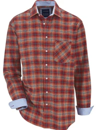 Langarmhemd Flanellhemd FLOREVERTI , Herren, Gr. L, rot (rot kariert), Obermaterial: 100% Baumwolle CO., Langarm, Hemden, aus weichem Flanell