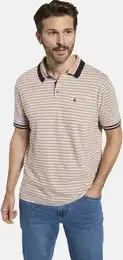 Poloshirt Poloshirt KARENO , Herren, Gr. 60, beige (beige gestreift), casual, regular fit normal, ohne Ausschnitt, Kurzarm, Shirts, mit Streifenmuster
