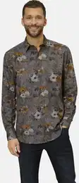 Langarmhemd Hemd STILASTELLA , Herren, Gr. M, beige (beige gemustert), Obermaterial: 100% Baumwolle CO., Langarm, Hemden, im floralen Allover-Druck
