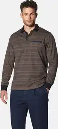 Langarm-Poloshirt Langarm-Poloshirt ALRENTI , Herren, Gr. XL, braun (hellbraun melange), Obermaterial: 62% Baumwolle CO. 38% Polyester PES., casual, regular fit normal, ohne Ausschnitt, Langarm, Shirts