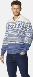 Troyer Pullover VARZIRO , Herren, Gr. M, blau (royal blau gemustert), Obermaterial: 55% Polyacryl PAN. 45% Baumwolle CO., unifarben, casual, normal, ohne Ausschnitt, Langarm, Pullover, im winterlichen Strickmuster