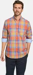 Langarmhemd Hemd DORENZA , Herren, Gr. XL, orange (orange kariert), Obermaterial: 100% Baumwolle CO., Langarm, Hemden