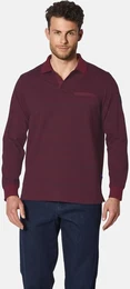 Langarm-Poloshirt Langarm-Poloshirt ALRENTI , Herren, Gr. L, rot (dunkelrot melange), Obermaterial: 62% Baumwolle CO. 38% Polyester PES., casual, regular fit normal, ohne Ausschnitt, Langarm, Shirts