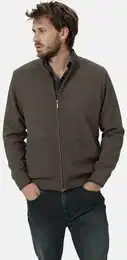 Strickjacke Strickjacke VELENTTO , Herren, Gr. L, braun, Obermaterial: 100% Baumwolle CO., unifarben, casual, normal, Strickjacken, im Struktur-Strick