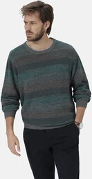 Rundhalspullover Pullover LUNAVEST , Herren, Gr. L, grau (grau gestreift), Obermaterial: 100% Baumwolle CO., gestreift, casual, normal, Rundhals, Langarm, Pullover, mit Rippstrick