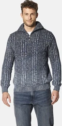 Troyer Pullover SIMOTEZZI , Herren, Gr. XL, blau (blau melange), Obermaterial: 60% Polyacryl PAN. 30% Wolle mw. 10% Polyamid ECONYL PA ECONYL., gemustert, casual, normal, ohne Ausschnitt, Langarm, Pullover