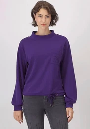 Sweatshirt Gr. 42, lila Damen Sweatshirts Schnur am Rumpfabschluss