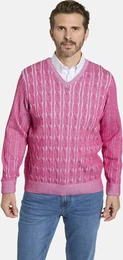 V-Ausschnitt-Pullover Pullover CARIELLO , Herren, Gr. 60, pink, Obermaterial: 70% Baumwolle CO. 30% Polyacryl PAN., unifarben, casual, normal, V-Ausschnitt, Langarm, Pullover, im stilvollen Strickmuster