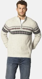 Troyer Pullover DIALARI , Herren, Gr. M, wei (wollwei gemustert), Obermaterial: 40% Lama WL. 40% Baumwolle CO. 20% Polyamid ECONYL PA ECONYL., gemustert, casual, normal, ohne Ausschnitt, Langarm, Pullover