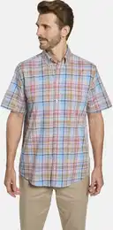 Kurzarmhemd Kurzarmhemd BELLAVETTI , Herren, Gr. XL, blau (blau kariert), Obermaterial: 100% Baumwolle CO., regular fit, Kurzarm, Hemden