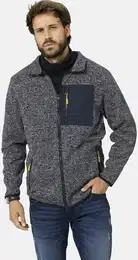 Sweatjacke Strickfleecejacke FIORELONI , Herren, Gr. 50, blau (dunkelblau), Obermaterial: 100% Polyester PES., casual, normal, ohne Ausschnitt, Sweatjacken, mit Reiverschlusstasche
