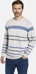 Pullunder Pullover AVENELLO , Herren, Gr. 58, beige (beige melange), unifarben, casual, normal, Rundhals, Langarm, Pullover, mit stilvollen Querstreifen