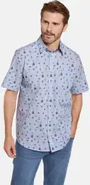 Kurzarmhemd Kurzarmhemd BELVANO , Herren, Gr. XL, blau (hellblau gemustert), Obermaterial: 100% Baumwolle CO., regular fit, Kurzarm, Hemden