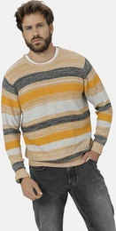 Rundhalspullover Pullover VARZITA Gr. 50, orange (orange gestreift) Herren Pullover im eleganten Streifenmuster