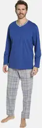Schlafanzug Doppelpack Schlafanzug VISTELLI , Herren, Gr. L, grn (grn blau), Obermaterial: 100% Baumwolle CO., Homewear-Sets, mit modischen Muster