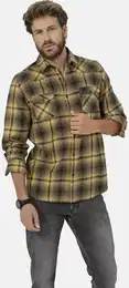 Langarmhemd Hemd LOMANZIO , Herren, Gr. XXL, gelb (dunkelgelb kariert), Obermaterial: 100% Baumwolle CO., Langarm, Hemden, mit zwei Brusttaschen