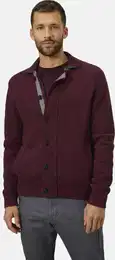 Strickjacke Strickjacke ROBLOTE , Herren, Gr. M, rot (dunkelrot), Obermaterial: 50% Wolle WO. 50% Polyamid PA., unifarben, casual, normal, Strickjacken, mit Reiverschluss und Knpfen