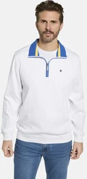 Funktionsshirt Sweatshirt MODAVEST , Herren, Gr. 60, wei, casual, regular fit normal, ohne Ausschnitt, Langarm, Shirts Sweatshirt, mit auffllig farbigen Kragen