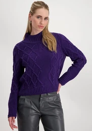 Strickpullover Gr. 40, lila Damen Pullover Strickmuster, figurbetont