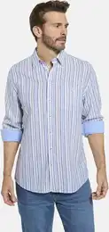 Langarmhemd Hemd DELZI , Herren, Gr. XXL, blau (hellblau gestreift), Langarm, Hemden, mit klassischen Lngsstreifen