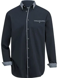 Langarmhemd Hemd ROMANTENTO , Herren, Gr. XXL, blau (dunkelblau), Obermaterial: 100% Baumwolle CO., Langarm, Hemden, mit Brusttasche