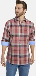 Langarmhemd Hemd DELTE , Herren, Gr. XXL, braun (braun kariert), Langarm, Hemden, im Karo-Design