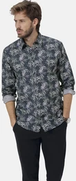 Langarmhemd Hemd STEFZITOTE , Herren, Gr. M, blau (dunkelblau gemustert), Obermaterial: 100% Baumwolle CO., Langarm, Hemden, im floralen Druck-Design