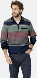 Sweatshirt Sweatshirt STALVIO , Herren, Gr. L, grn (grn gestreift), Obermaterial: 62% Baumwolle CO. 38% Polyester PES., casual, normal, ohne Ausschnitt, Sweatshirts, mit Brusttasche