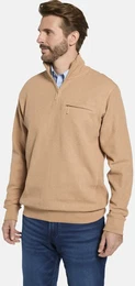 Funktionsshirt Sweatshirt MONZIO , Herren, Gr. 54, braun (hellbraun), casual, regular fit normal, ohne Ausschnitt, Langarm, Shirts Sweatshirt, mit Reiverschlusstasche