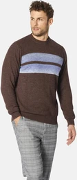 Pullunder Pullover MONTIPASSO , Herren, Gr. M, braun (braun gestreift), Obermaterial: 50% Lama WL. 50% Polyamid ECONYL PA ECONYL., gestreift, casual, normal, Rundhals, Langarm, Pullover