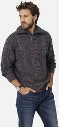 Troyer Pullover VENELARI , Herren, Gr. L, blau, Obermaterial: 50% Schurwolle WV. 50% Polyacryl PAN., unifarben, casual, normal, ohne Ausschnitt, Langarm, Pullover, mit Zopfmuster