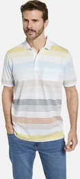 Poloshirt Poloshirt ADRILO , Herren, Gr. 50, wei (wei gestreift), Obermaterial: 62% Baumwolle CO. 38% Polyester PES., casual, regular fit normal, ohne Ausschnitt, Kurzarm, Shirts, im sommerlichen Chic