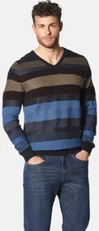 V-Ausschnitt-Pullover Pullover SOLEMARLI , Herren, Gr. M, blau (blau gestreift), Obermaterial: 70% Polyacryl PAN. 30% Wolle mw., gestreift, casual, normal, V-Ausschnitt, Langarm, Pullover