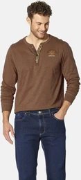 Langarmshirt Langarmshirt DANIVECCI , Herren, Gr. XXL, braun, Obermaterial: 100% Baumwolle CO., casual, regular fit normal, Serafino, Langarm, Shirts, mit Stickerei auf der Brust