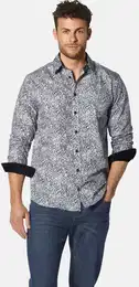 Langarmhemd Hemd SOLISSO , Herren, Gr. XL, weit, blau (blau bedruckt), Obermaterial: 100% Baumwolle CO., Langarm, Hemden