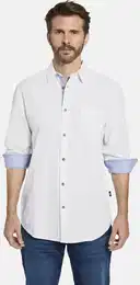 Kurzarmhemd Hemd DELVINO , Herren, Gr. XL, wei, Kurzarm, Hemden, im feinen Karo-Design