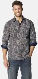 Langarmhemd Hemd CARMINI , Herren, Gr. XXL, weit, blau (blau gemustert), Obermaterial: 100% Baumwolle CO., Langarm, Hemden