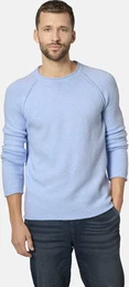 Pullunder Pullover RENZIMO , Herren, Gr. 54, blau (hellblau), Obermaterial: 53% Polyester PES. 38% Polyacryl PAN. 7% Wolle WO. 2% Elasthan EL., unifarben, casual, normal, Rundhals, Langarm, Pullover, aus Wollmischung