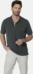 Poloshirt Poloshirt UVIANO , Herren, Gr. 64, grau (dunkelgrau), Obermaterial: 100% Baumwolle CO., casual, regular fit normal, ohne Ausschnitt, Kurzarm, Shirts, mit Knopfleiste in Farbakzent