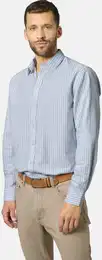 Langarmhemd Hemd MILANVELLO , Herren, Gr. XL, blau, Obermaterial: 100% Baumwolle CO., Langarm, Hemden, in Streifendesign