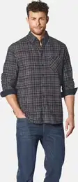 Langarmhemd Hemd GEROTANI , Herren, Gr. XXL, weit, blau (dunkelblau lila kariert), Obermaterial: 100% Baumwolle CO., Langarm, Hemden