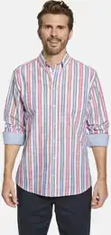 Langarmhemd Hemd MARINETTO , Herren, Gr. XXL, rot (rot gestreift), Obermaterial: 100% Baumwolle CO., Langarm, Hemden