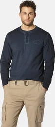 Langarmshirt Langarmshirt VITOMARI , Herren, Gr. XL, blau (dunkelblau), Obermaterial: 100% Baumwolle CO., casual, regular fit normal, Serafino, Langarm, Shirts, mit Stickerei auf der Brust