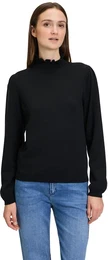 Strickpullover mit Rschen Gr. 36, schwarz Damen Pullover Rschen