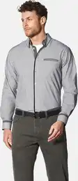 Langarmhemd Hemd STEFZINA , Herren, Gr. XXL, grau (grau gestreift), Obermaterial: 100% Baumwolle CO., Langarm, Hemden, mit modischen Kontrasten