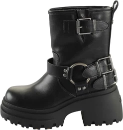 Bikerboots BRAVR BIKER LO Gr. 40, schwarz Damen Schuhe Bikerstiefelette, Plateaustiefelette, Blockabsatz, mit Zierschnallen