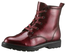 Schnrboots Gr. 40, rot (bordeaux) Damen Schuhe Blockabsatz, Schnrstiefelette in veganer Verarbeitung